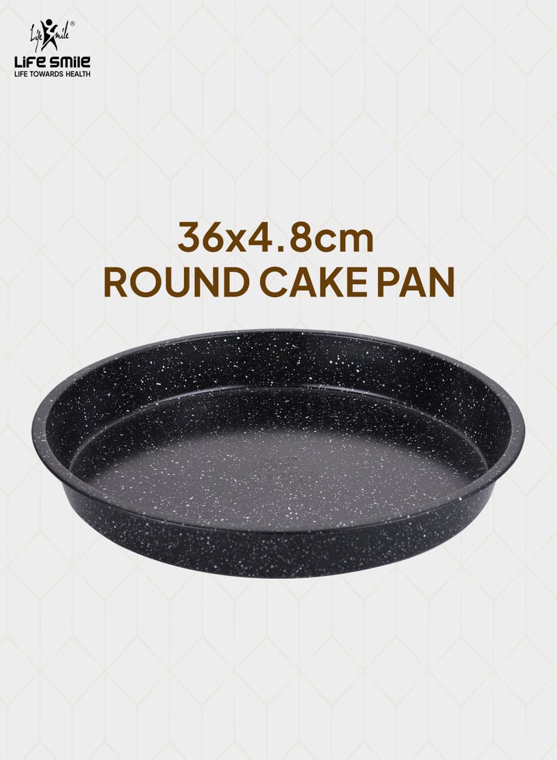 Life Smile Non-Stick Carbon Steel Round Cake Pan with Granite Coating – Oven Safe Baking Pan - Image 2